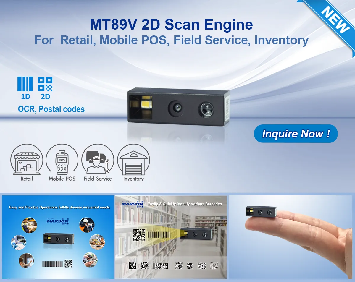 Marson release the MT89V 2D Scan Engine for Retail_Mobile POS_Field Service_Inventory_1200x960